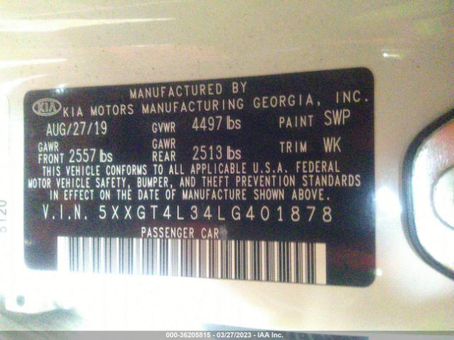 5XXGT4L34LG401878 KIA Optima Lx