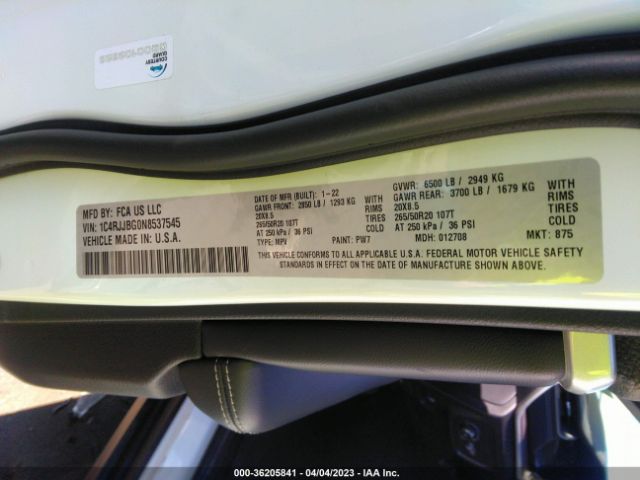 1C4RJJBG0N8537545 Jeep Grand Cherokee L Limited