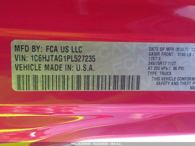 Jeep Gladiator Sport S 2023 1C6HJTAG1PL527235 Image 10