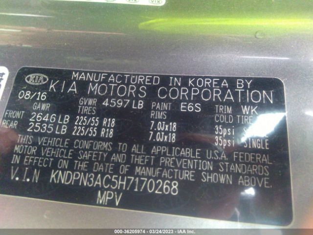 KNDPN3AC5H7170268 KIA Sportage Ex