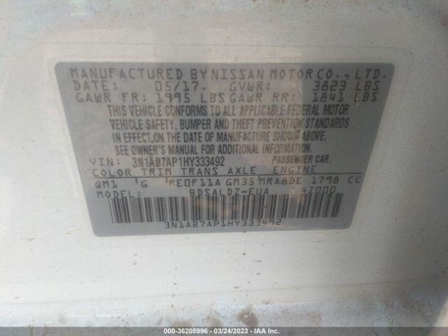 3N1AB7AP1HY333492 Nissan SENTRA SV
