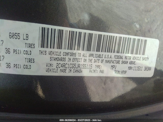 2C4RC1CG5JR155115 Chrysler Pacifica Lx