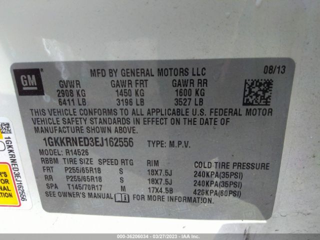 1GKKRNED3EJ162556 GMC ACADIA SLE