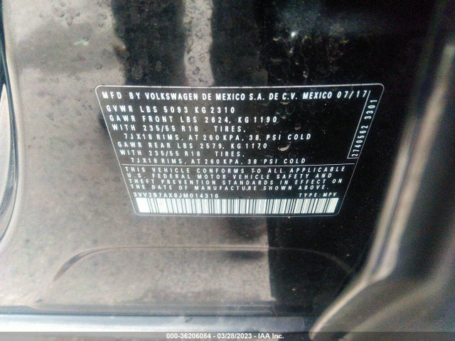 3VV2B7AX8JM014316 Volkswagen Tiguan Sel/se