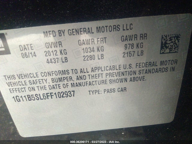 Chevrolet MALIBU LS 2015 1G11B5SL6FF102937 Image 9