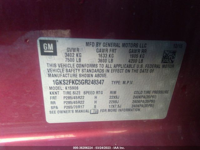 1GKS2FKC5GR248347 GMC Yukon Xl Sle
