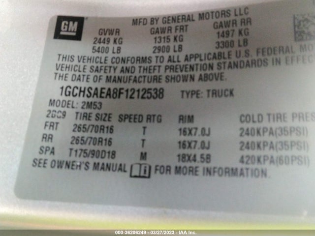 Chevrolet Colorado 2wd Wt 2015 1GCHSAEA8F1212538 Image 10