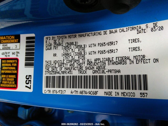 2020 Toyota Tacoma, VIN: 3TMDZ5BN4LM091451