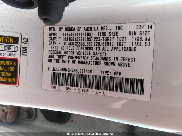 Honda CR-V EX 2014 5J6RM3H5XEL027445 Image 9