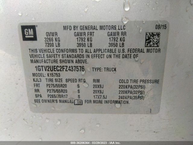 1GTV2UEC2FZ437576 GMC Sierra 1500 Sle