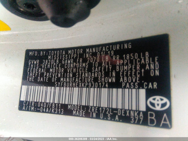Toyota COROLLA LE 2019 5YFBURHEXKP930174 Image 10