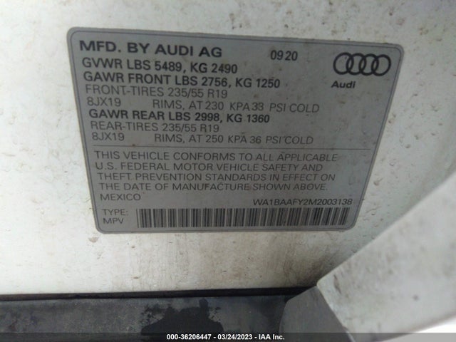 WA1BAAFY2M2003138 Audi Q5 Premium Plus