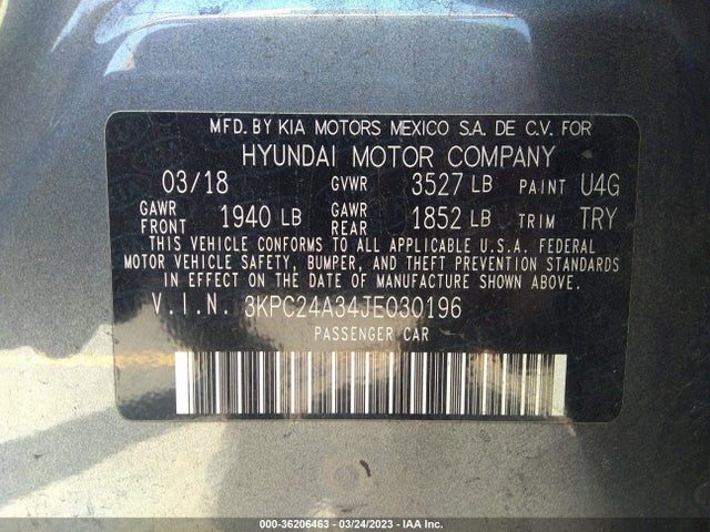 Hyundai Accent Sel 2018 3KPC24A34JE030196 Image 10