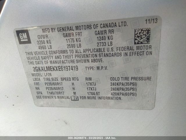 2GKALMEKXE6197419 GMC Terrain Sle