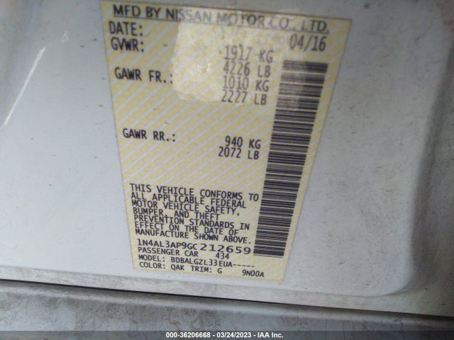 Nissan ALTIMA 2.5 2016 1N4AL3AP9GC212659 Image 10
