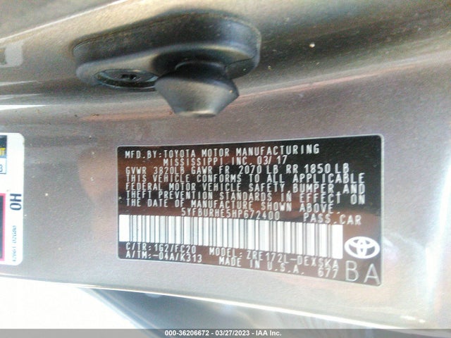Toyota Corolla L/le/xle/se 2017 5YFBURHE5HP672400 Image 9