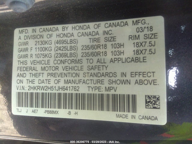 Honda CR-V EX 2018 2HKRW2H51JH641762 Image 9