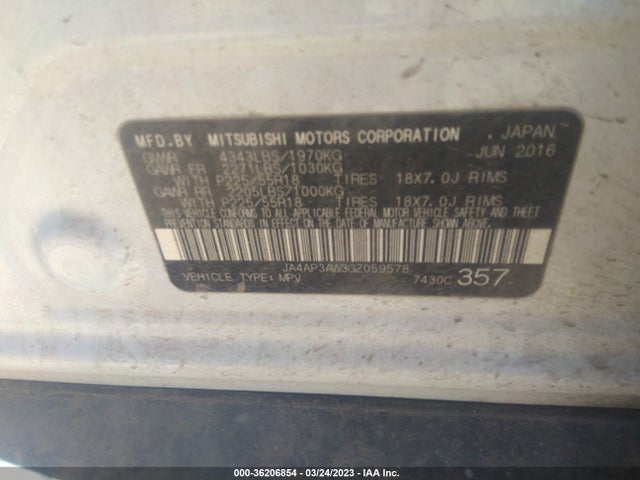 JA4AP3AW3GZ059578 Mitsubishi Outlander Sport 2.4