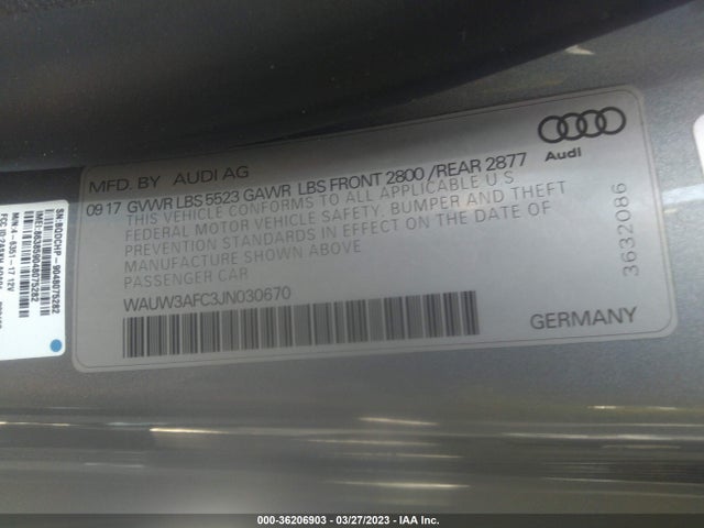 WAUW3AFC3JN030670 Audi A7 Premium Plus