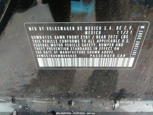 3VWC57BU6MM096630 Volkswagen Jetta S/se/r-line