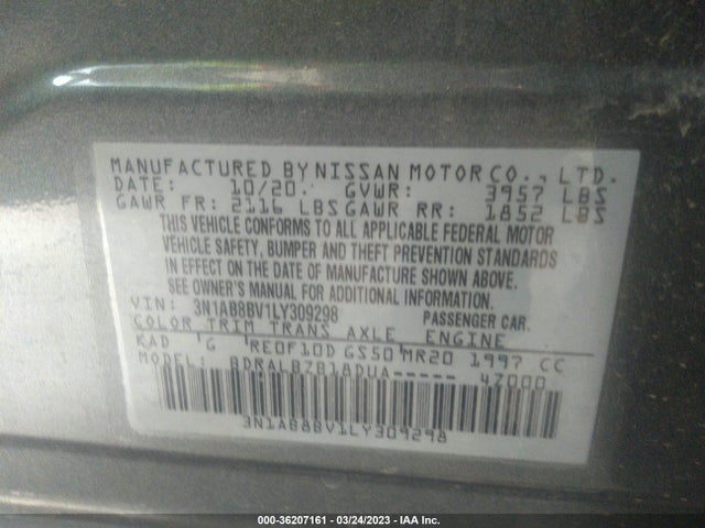 Nissan SENTRA S 2020 3N1AB8BV1LY309298 Image 10