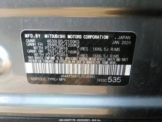 2020 Mitsubishi Eclipse, VIN: JA4AT3AA7LZ036461