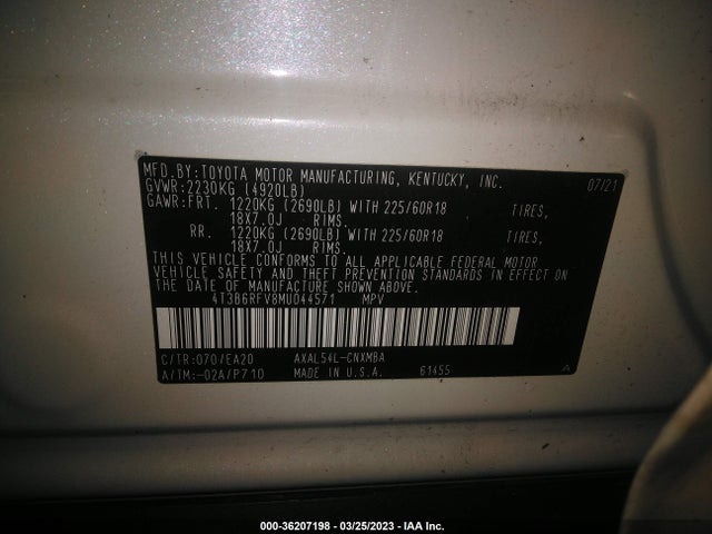 Toyota RAV4 HYBRID 2021 4T3B6RFV8MU044571 Image 9