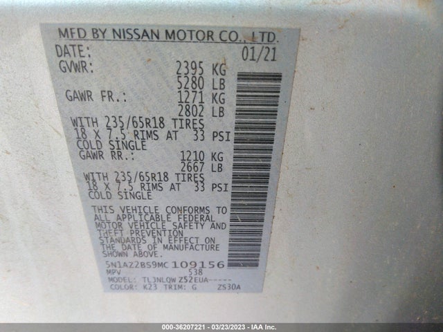 2021 Nissan Murano, VIN: 5N1AZ2BS9MC109156