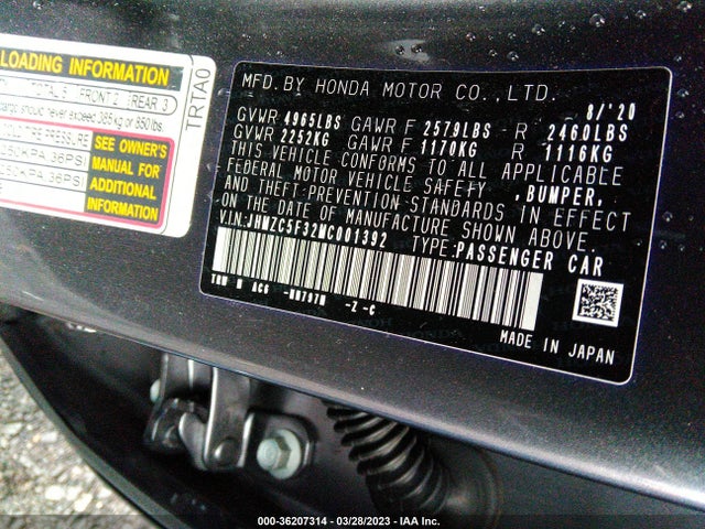 2021 Honda Clarity, VIN: JHMZC5F32MC001392