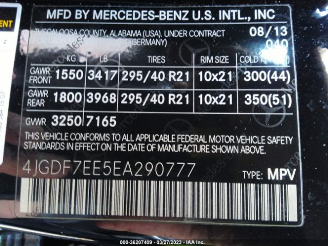 4JGDF7EE5EA290777 Mercedes-Benz Gl-class Gl 63 Amg