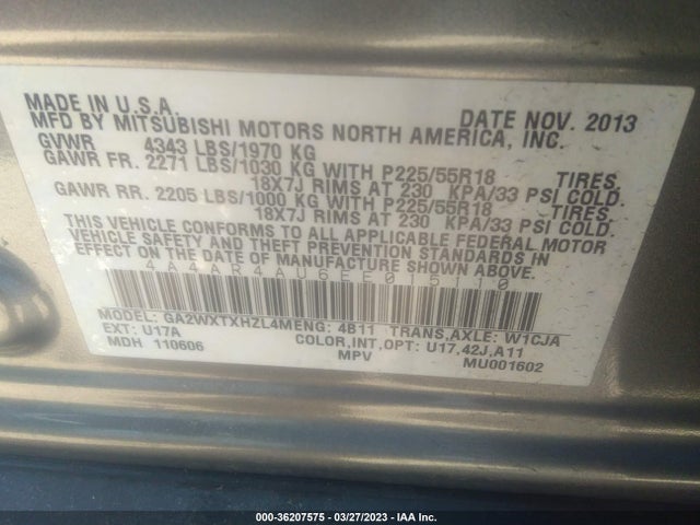 4A4AR4AU6EE015110 Mitsubishi Outlander Sport Se