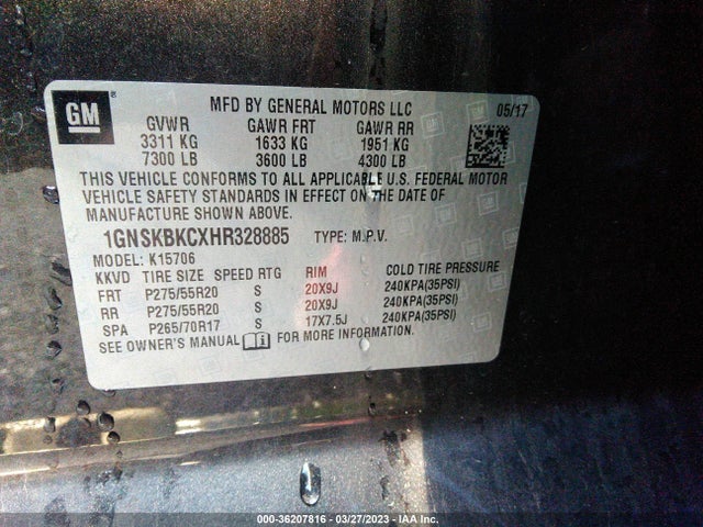 Chevrolet Tahoe Lt 2017 1GNSKBKCXHR328885 Image 9