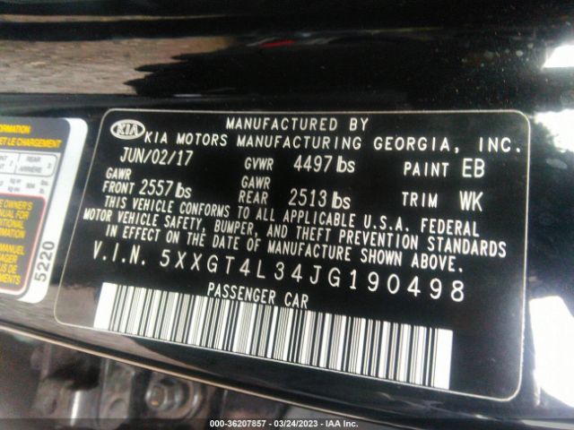 5XXGT4L34JG190498 KIA Optima S