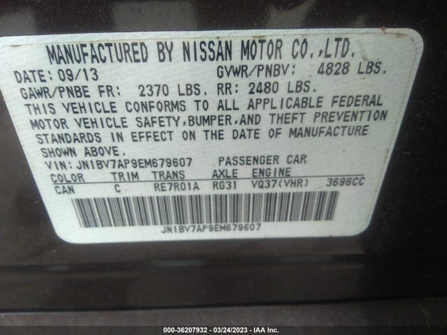 2014 INFINITI Q50 PREMIUM VIN: JN1BV7AP9EM679607