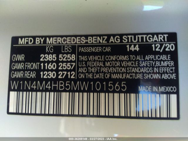 W1N4M4HB5MW101565 Mercedes-Benz Glb Glb 250