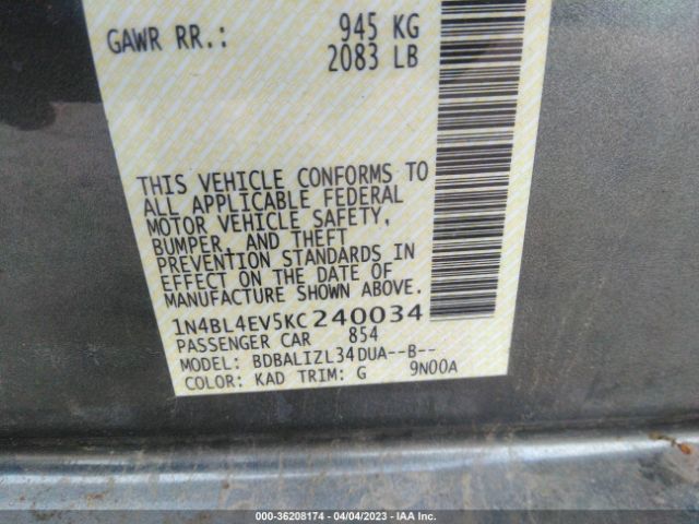 1N4BL4EV5KC240034 Nissan Altima 2.5 Sl