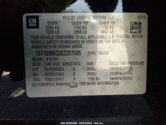 1GTV2MEC5GZ207905 GMC Sierra 1500 Sle