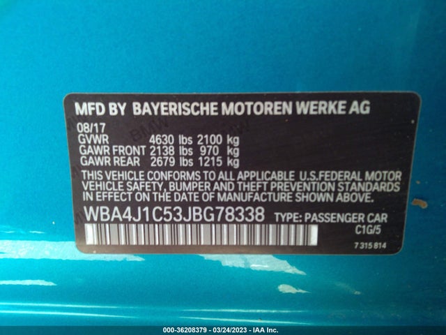 BMW 4 Series 430i 2018 WBA4J1C53JBG78338 Image 9
