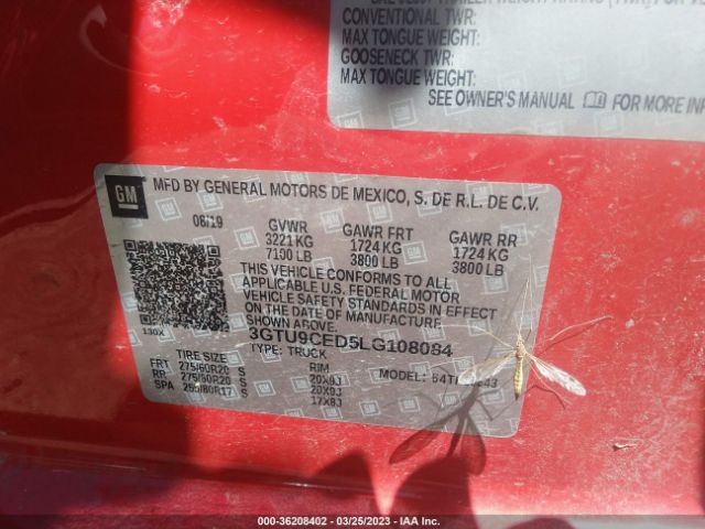 3GTU9CED5LG108084 GMC Sierra 1500 Elevation