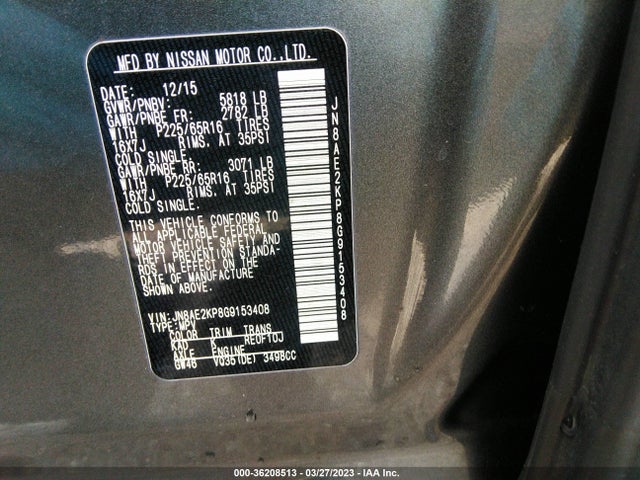 2016 Nissan Quest, VIN: JN8AE2KP8G9153408