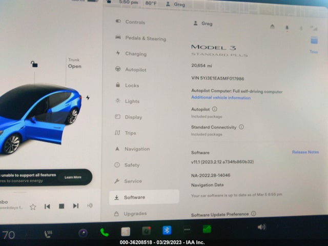 Tesla Model 3 Standard Range Plus 2021 5YJ3E1EA5MF017986 Image 8