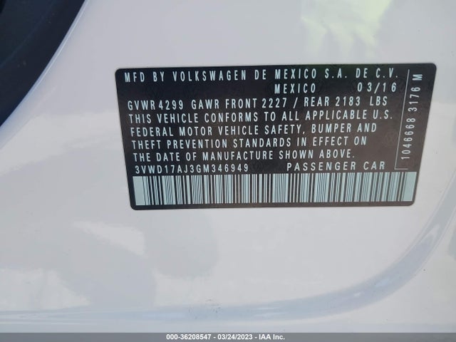 3VWD17AJ3GM346949 Volkswagen Jetta Sedan 1.8t Sport
