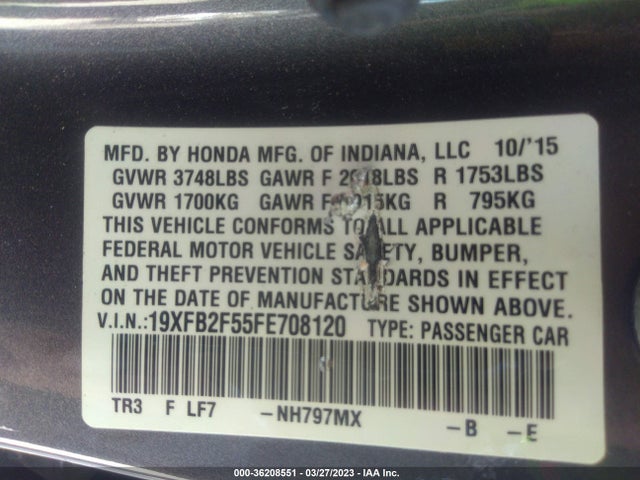 Honda Civic Sedan Lx 2015 19XFB2F55FE708120 Image 9