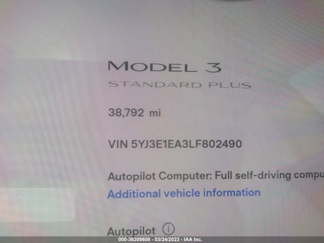 Tesla Model 3 Standard Range 2020 5YJ3E1EA3LF802490 Image 7