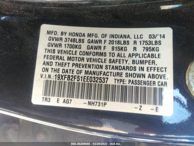 Honda Civic Sedan Lx 2014 19XFB2F51EE032537 Image 9