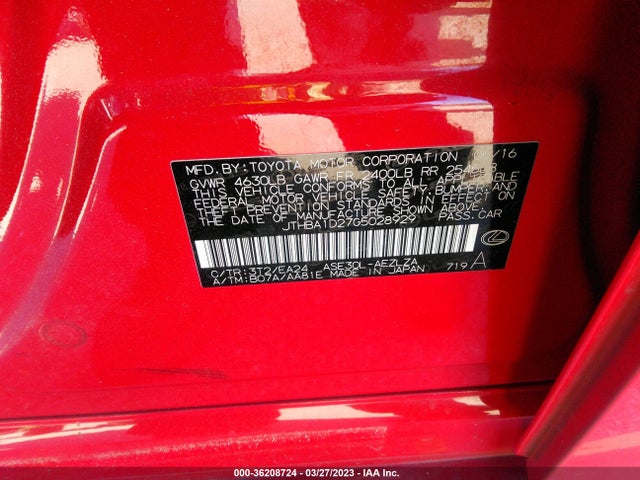 JTHBA1D27G5028929 Lexus IS 200T
