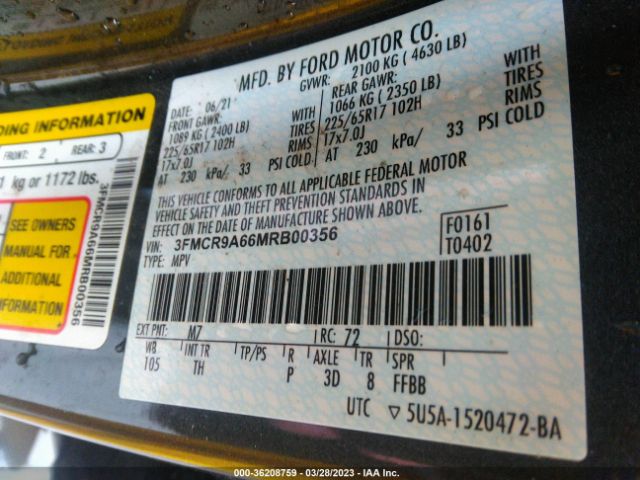 3FMCR9A66MRB00356 Ford Bronco Sport Base