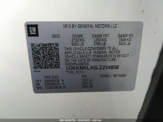 1GKKNKLA5LZ234858 GMC ACADIA SLE