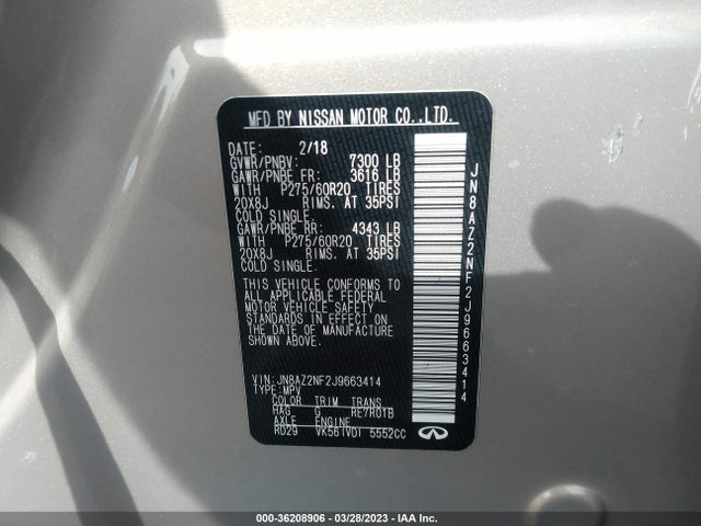 2018 Infiniti QX80, VIN: JN8AZ2NF2J9663414
