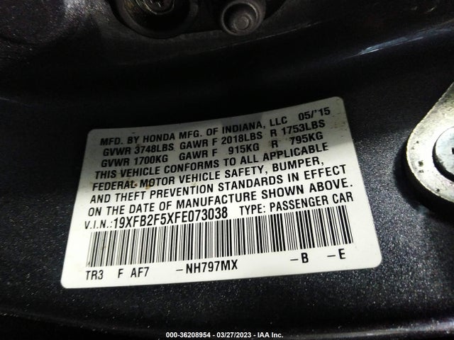 Honda Civic Sedan Lx 2015 19XFB2F5XFE073038 Image 9
